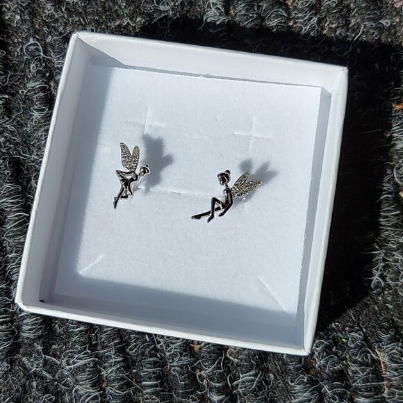 925 Sterling Silver Fairy Earrings - Picture 4 of 8